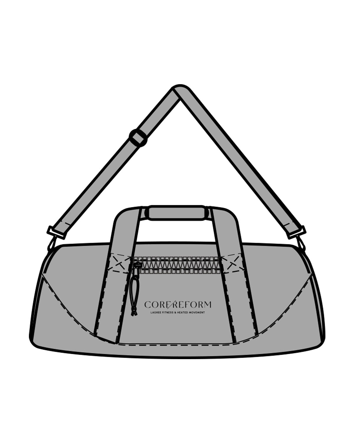 The Zipper Tote Bag - Gray - CORE REFORM - Center Body "stacked" - Printed - Black