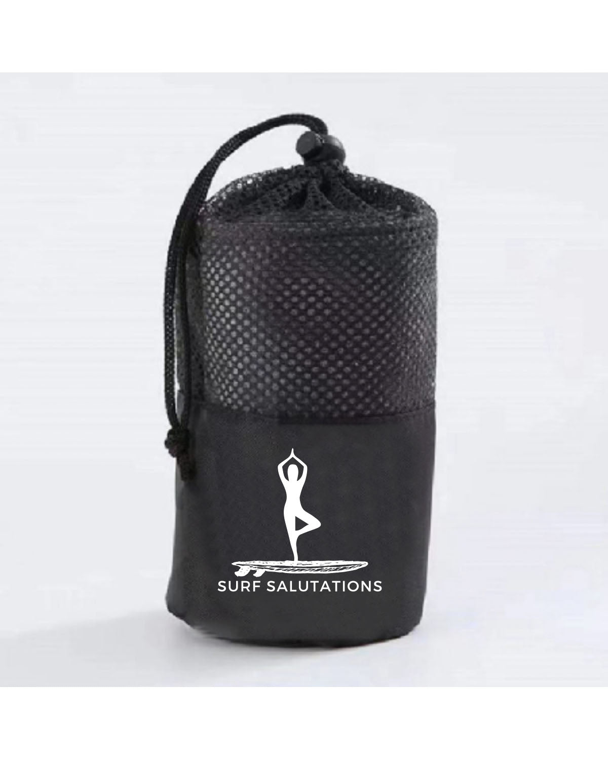 The Gym Towel - Black - Surf Salutations - Bottom Part Logo - Embroidered - White - Gym Bag - Black - Center Body - Black & White