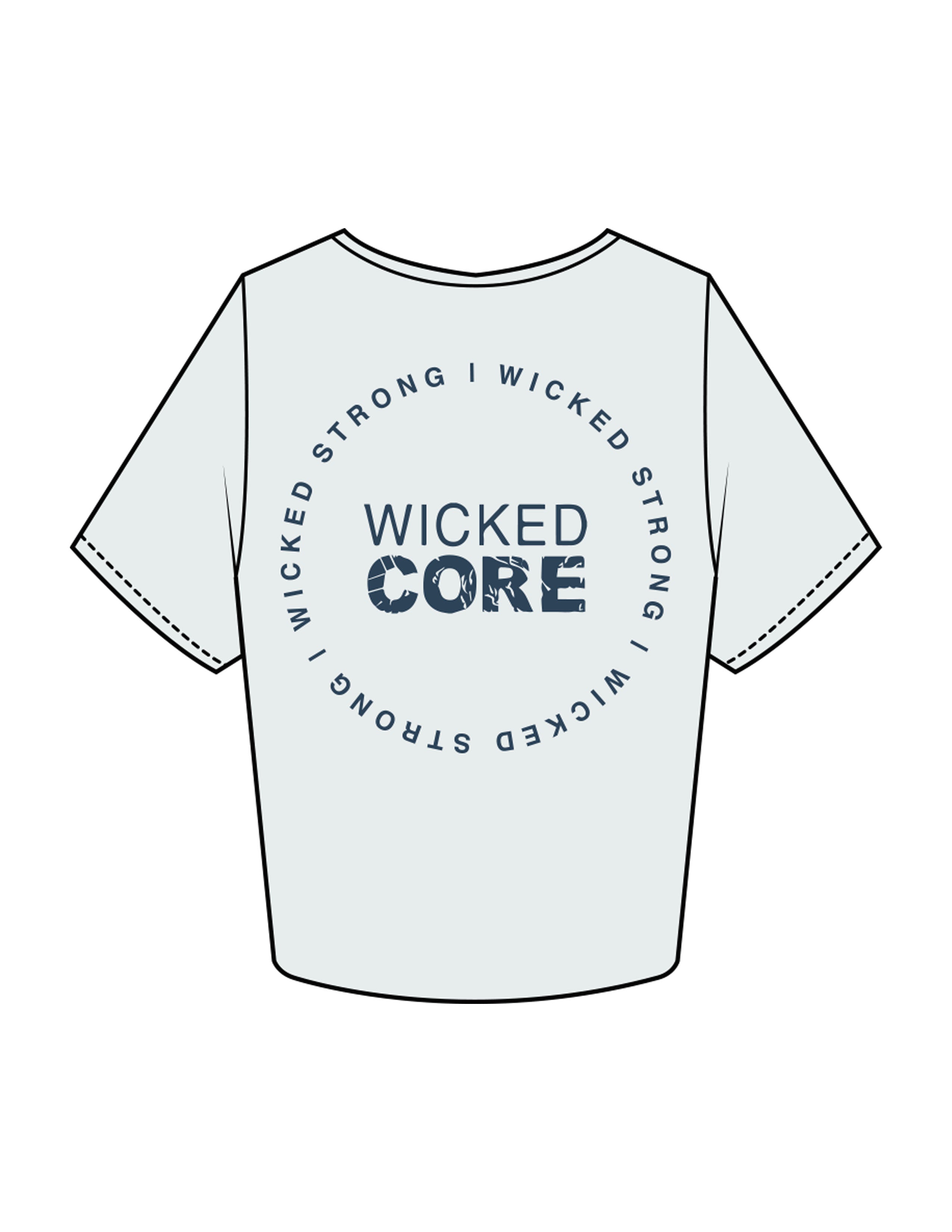The Crop Tee - Seafoam - Wicked Core - Left Chest Stacked & Back Round - Printed - Blue