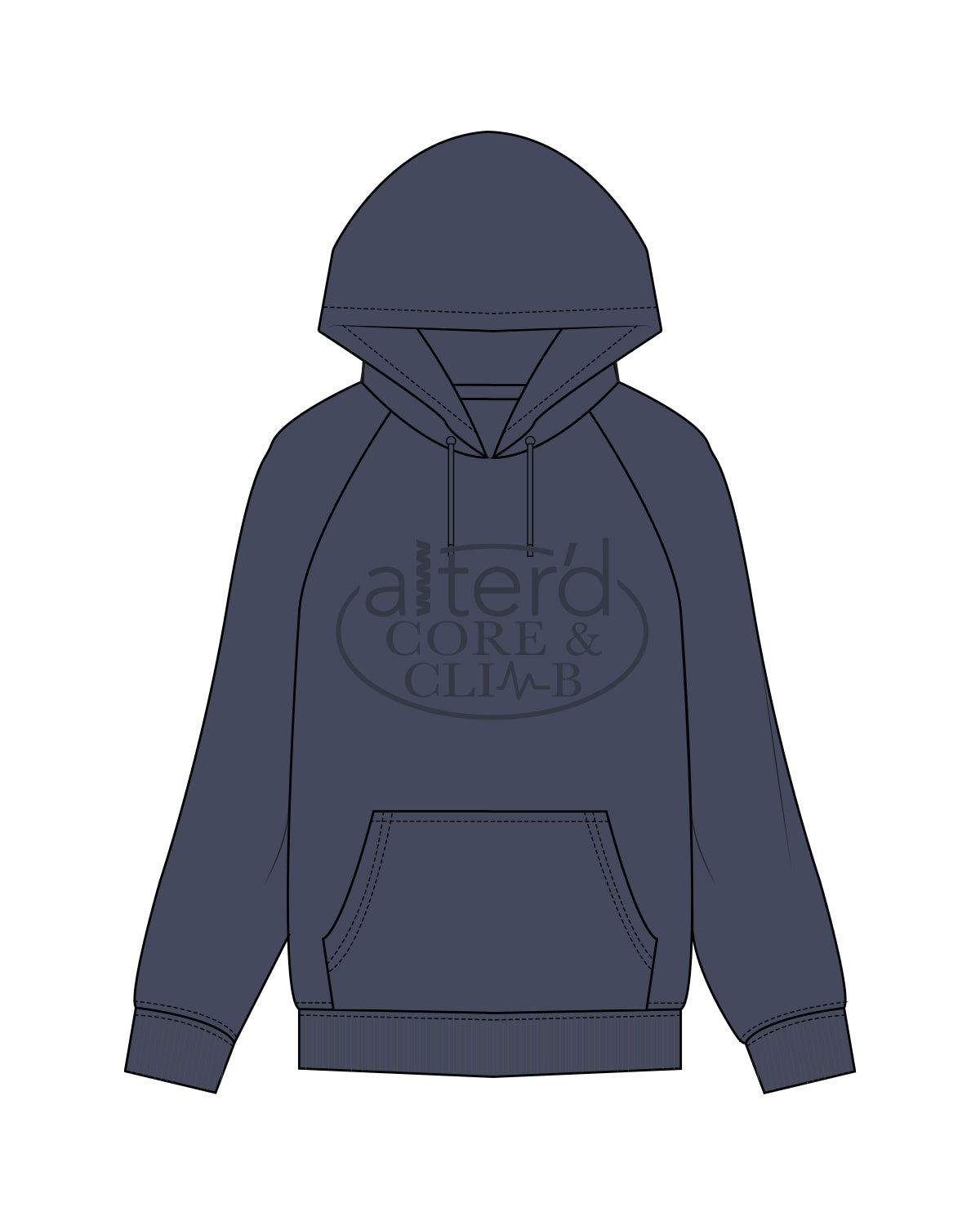 The Classic Hoodie - Petrol - Alterd - Center Chest Stacked - Tone on Tone