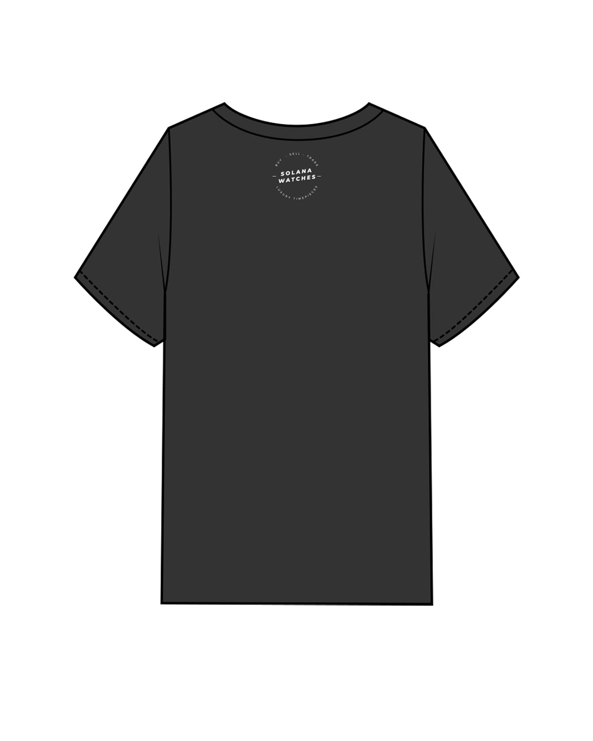 The Mens Heavyweight Tee - Washed Black - Solana - Left Chest & Back Center - White