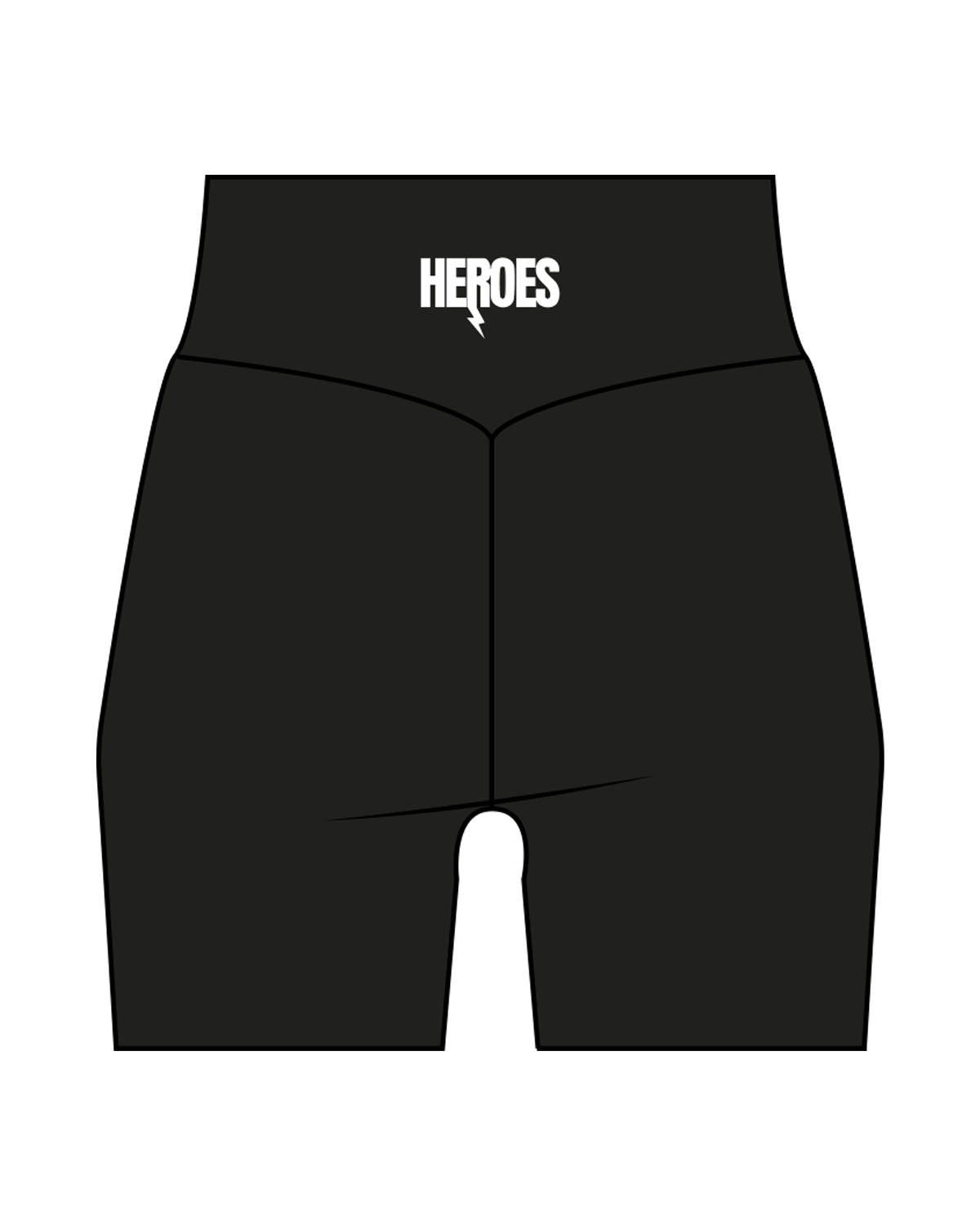 The Basic Short - Black - Heroes Fitness - Back Waistline - Printed - White