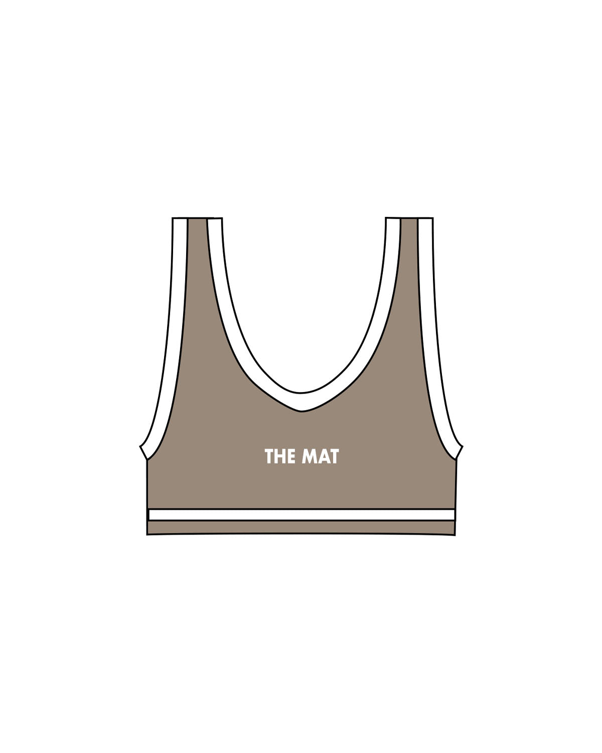 The Piped Bra - Brown - MAT - Center Back - Printed - White