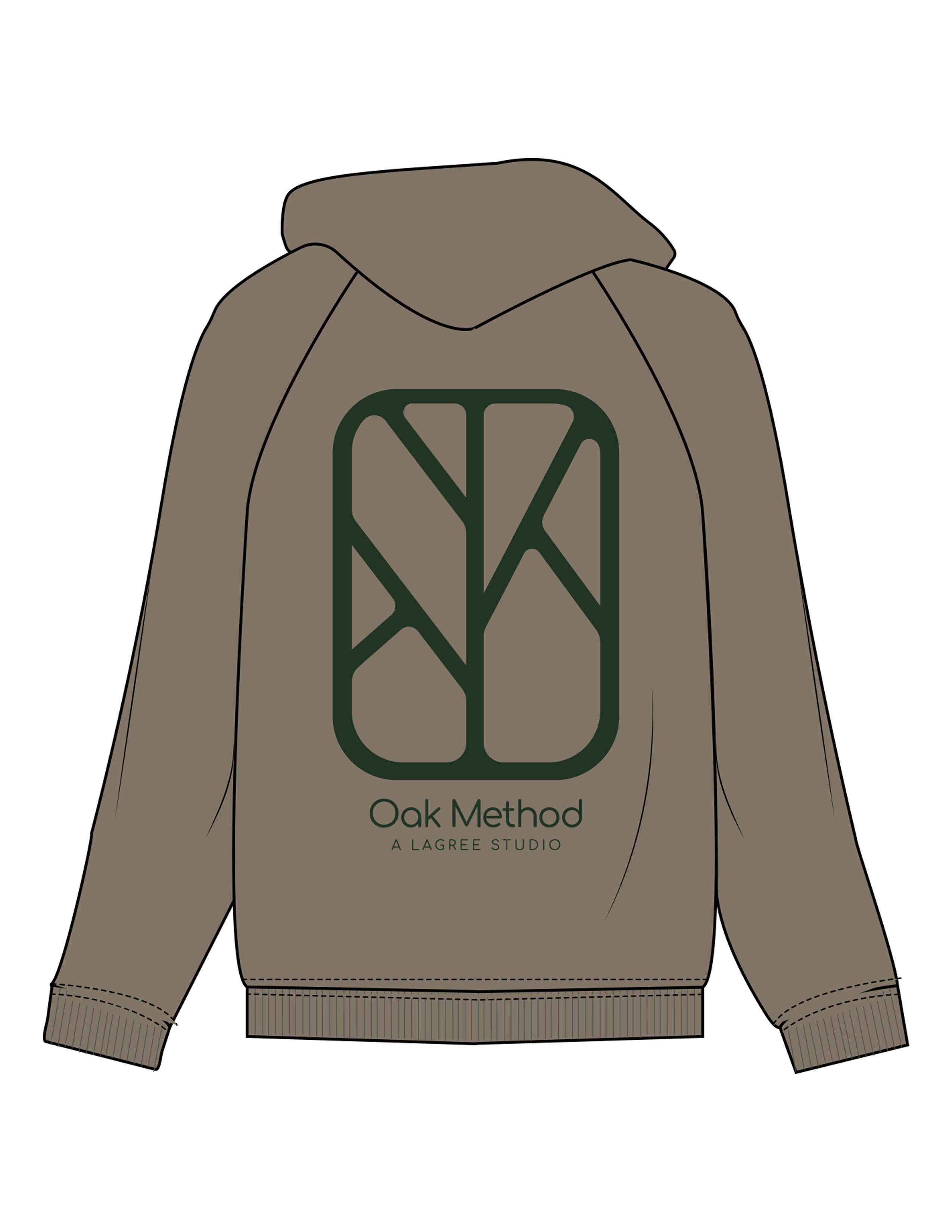 The Recycled Unisex Zip Hoodie - Army - The Oak Method - Left Chest & Full Back - Printed - Green