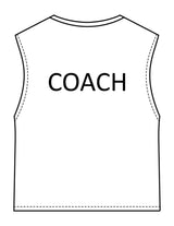 The Womens Classic Crop Tank - White - Krista - Chest Stacked & Back "COACH" - Printed - Black