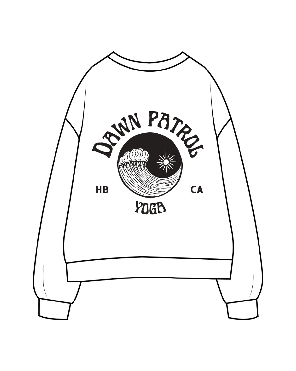 The Mens Classic Crewneck - White - Dawn Patrol - Left Chest Stacked & Center Back Logo - Printed - Black