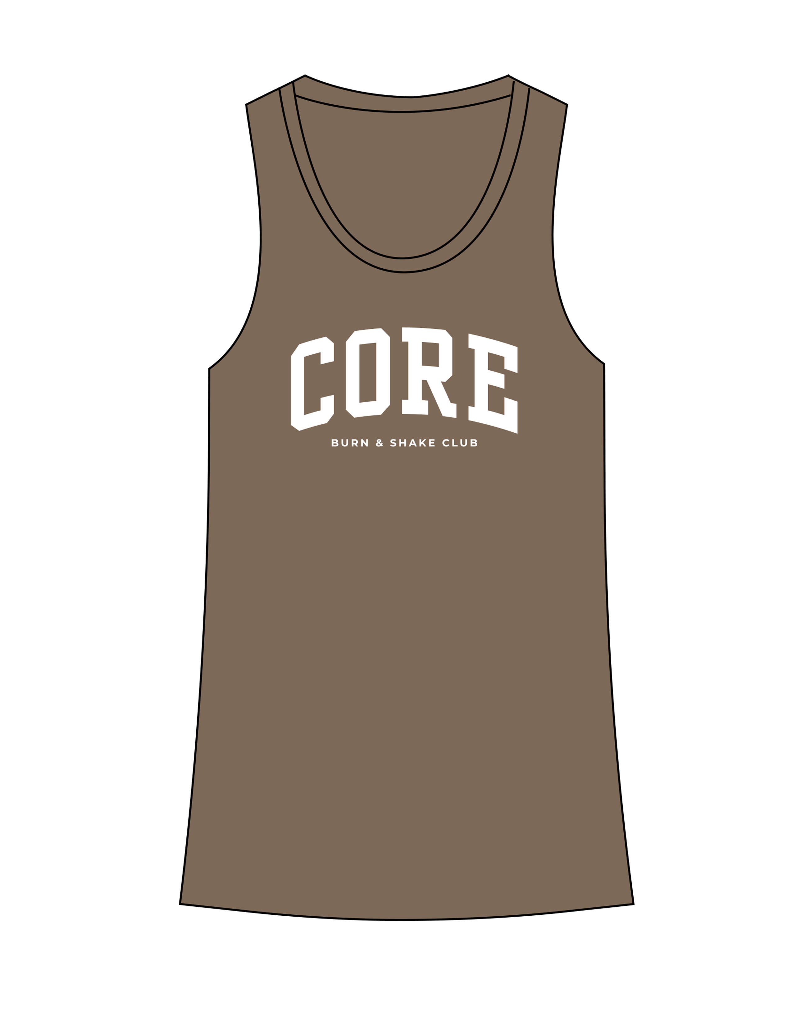 The Recycled Womens Tank - Army Heather - Core Precision - Center Chest Stacked - Printed - White