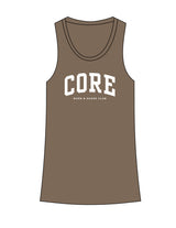The Recycled Womens Tank - Army Heather - Core Precision - Center Chest Stacked - Printed - White