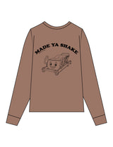 The Unisex Midweight Long Sleeve - Espresso - Megafit House - Left Chest Stacked & Back Image - Printed - Black
