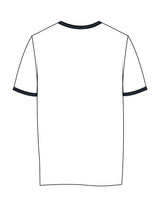The Womens Ringer Tee - White / Navy - NSpiers - Center Chest Script & Left Sleeve - Printed - Navy