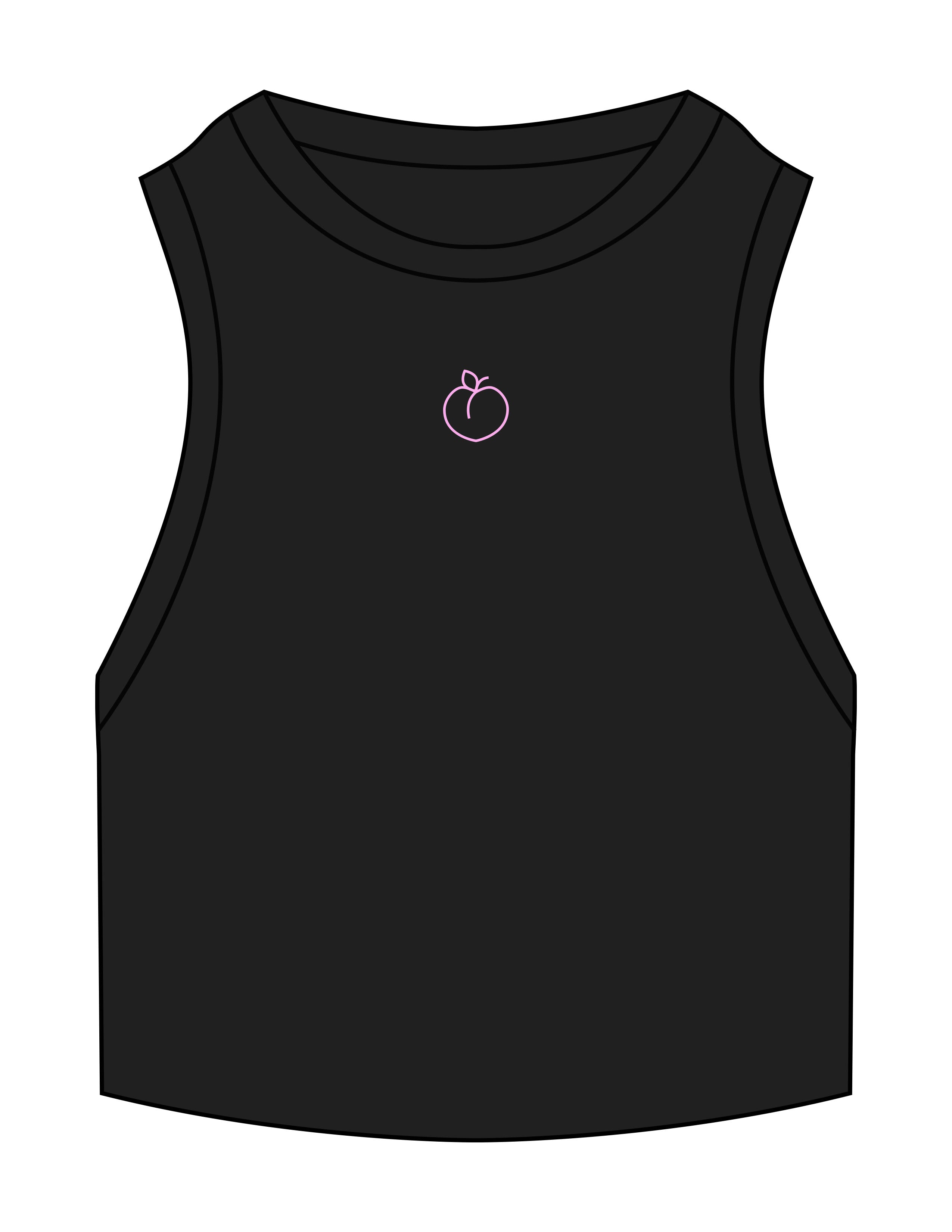 The Ribbed Crop Tank - Black - Peachy Glow - Center Chest - Embroidered - Pink