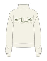 The Womens 1/4 Zip - Off White - Wyllow Physical Therapy - Left Chest & Back Stacked - Printed - Full Color