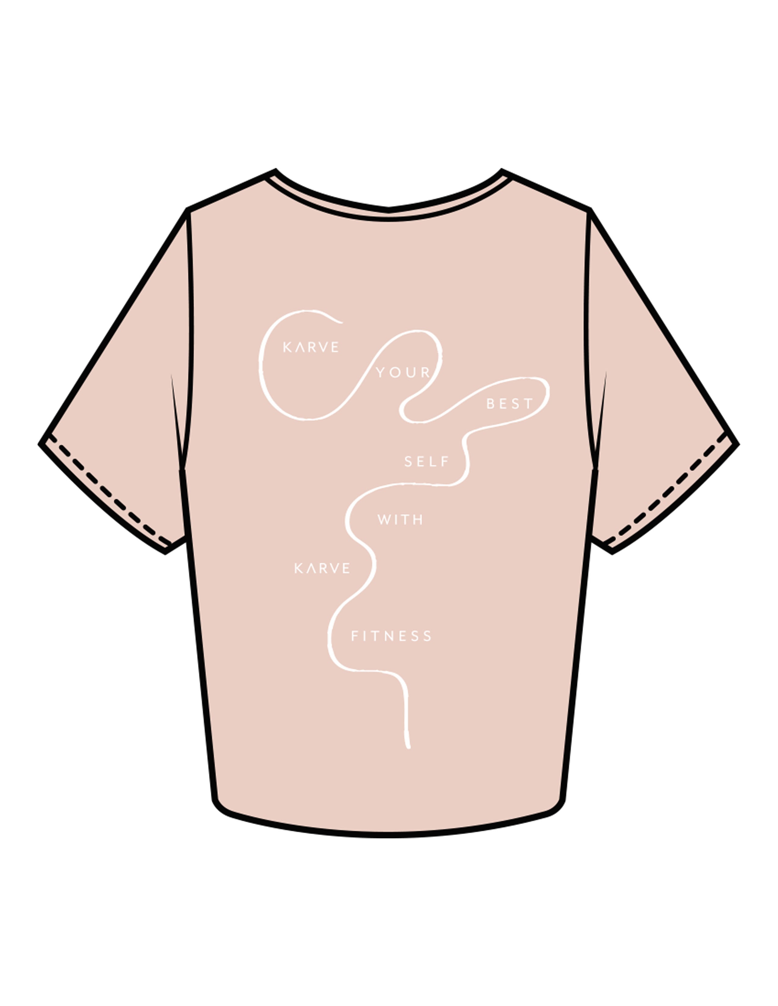 The Crop Tee - Pale Pink - Karve - Left Chest & Back Image - Printed - White