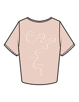 The Crop Tee - Pale Pink - Karve - Left Chest & Back Image - Printed - White