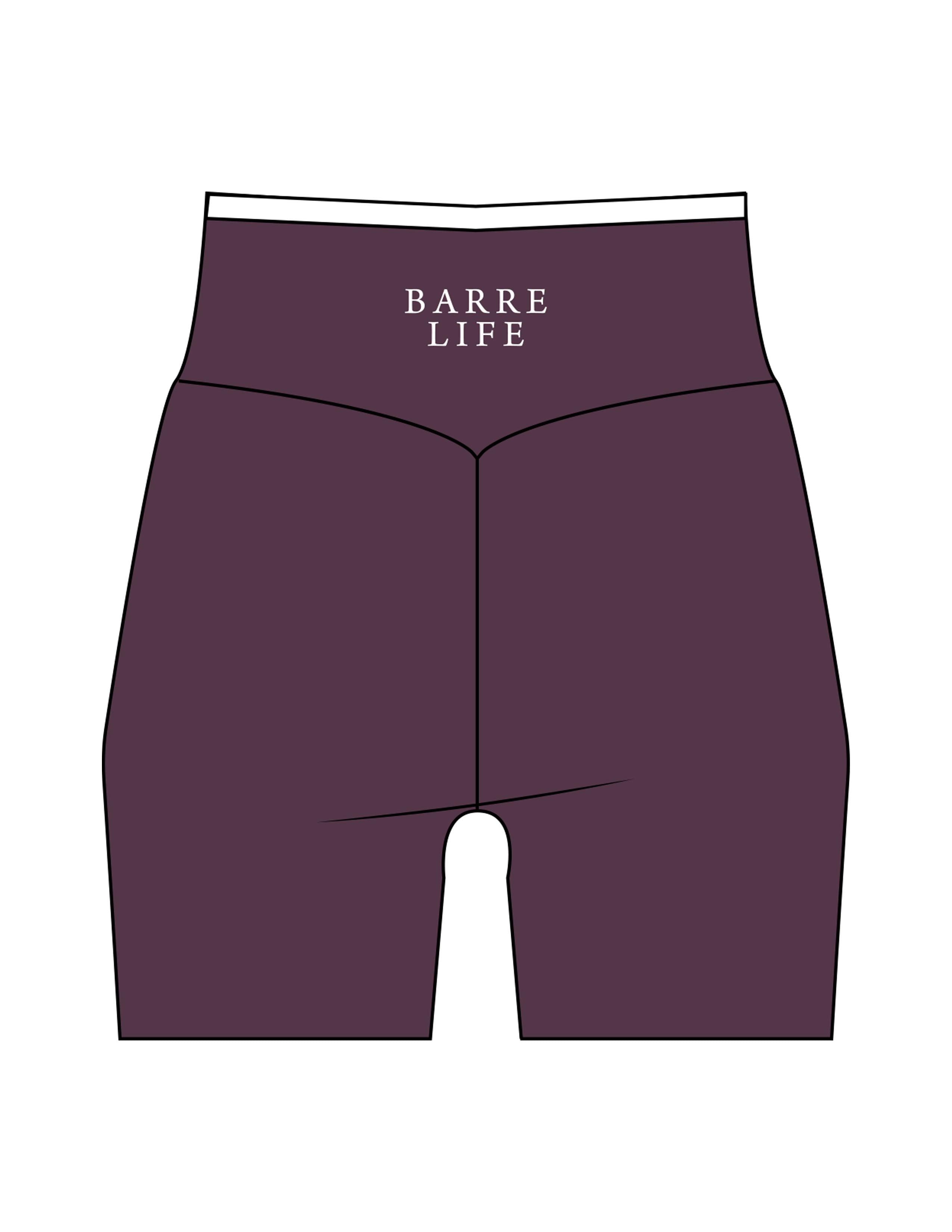 The Piped Crossover Short - Purple - Barre Life - Back Waistline - Printed - White