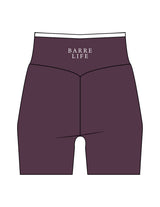 The Piped Crossover Short - Purple - Barre Life - Back Waistline - Printed - White