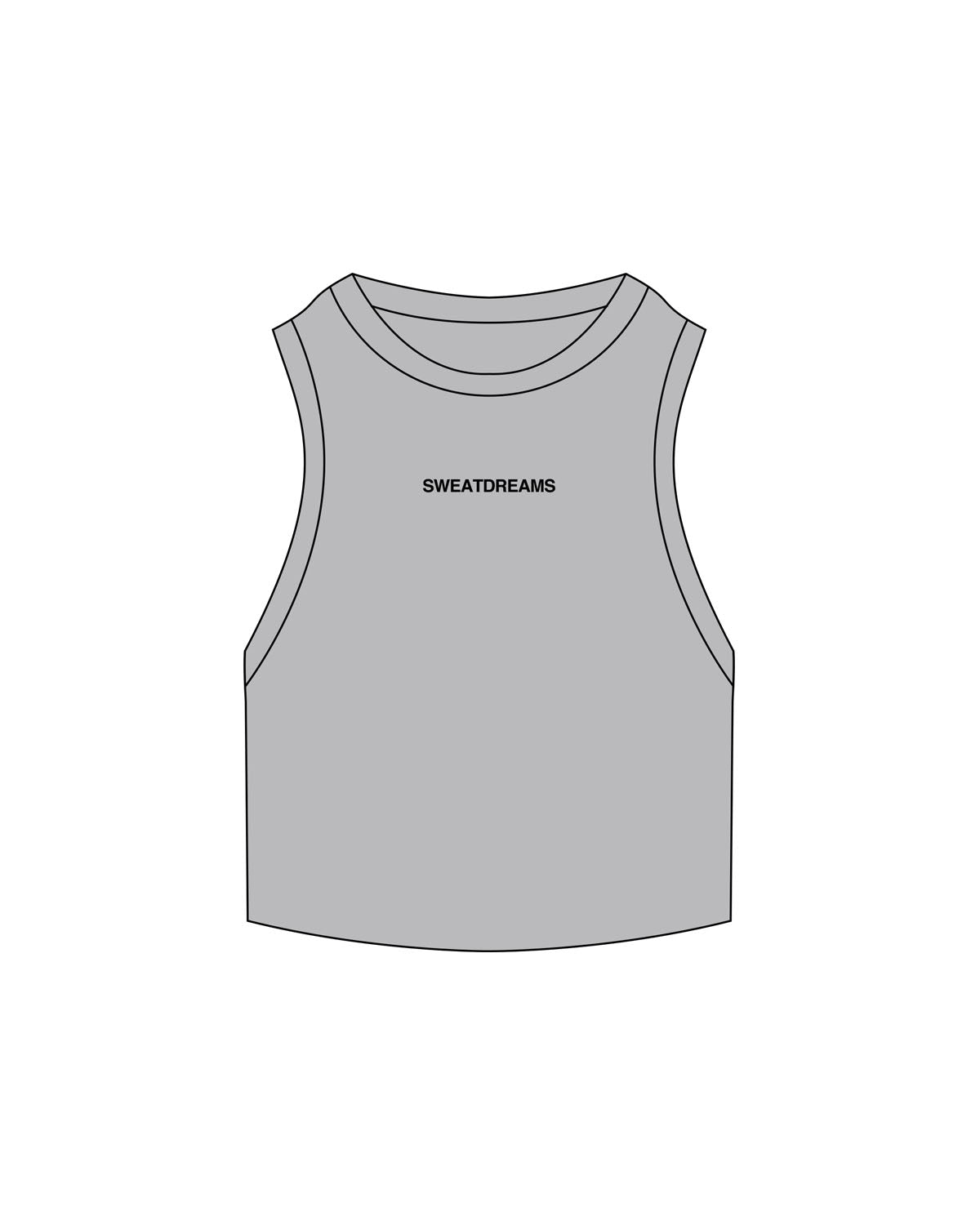 The Ribbed Crop Tank - Storm - SWEATDREAMS - Center Chest - Embroidered - Black