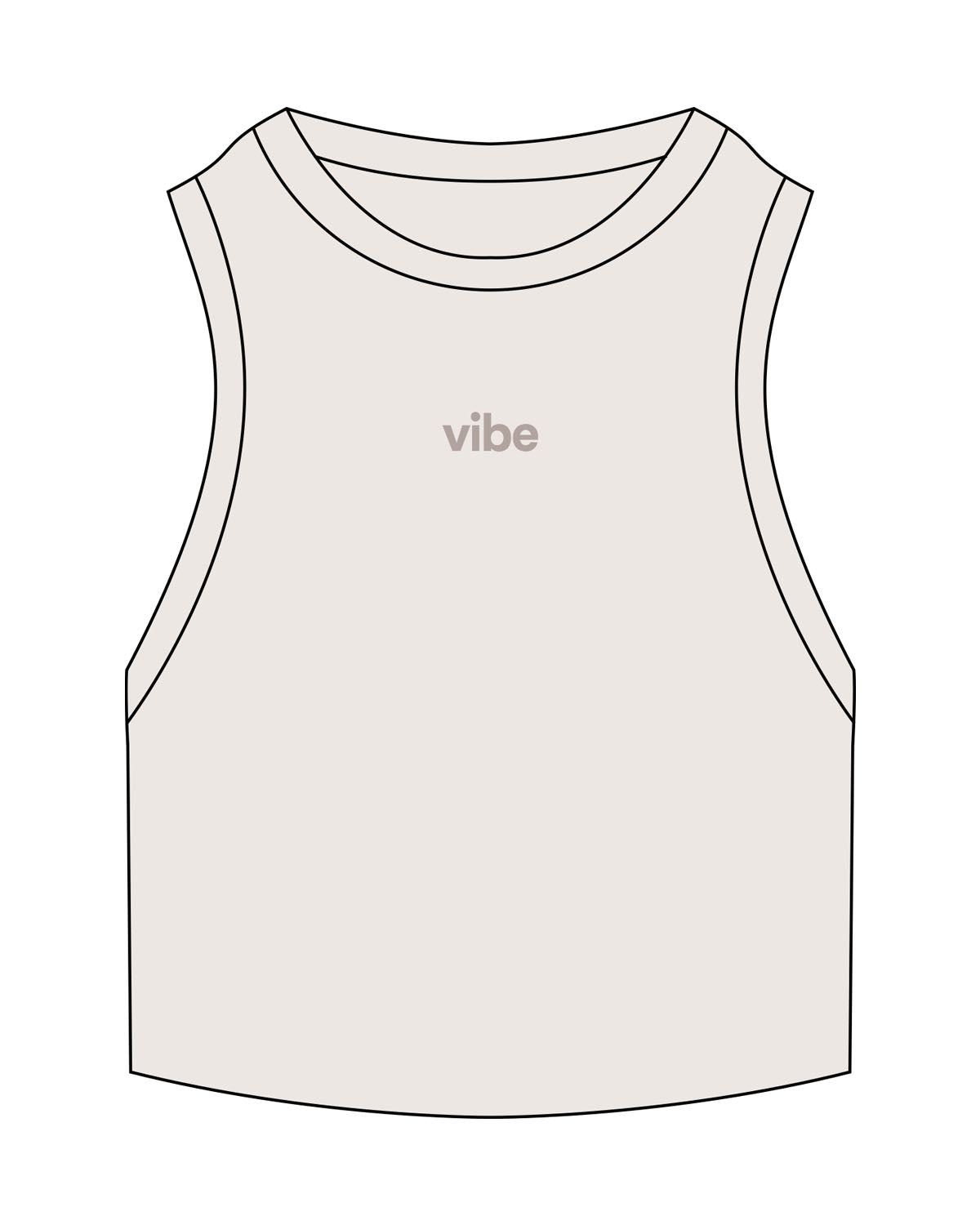 The Ribbed Crop Tank - Bone - Vibe MVMT - Center Chest - Embroidered - Tone on Tone