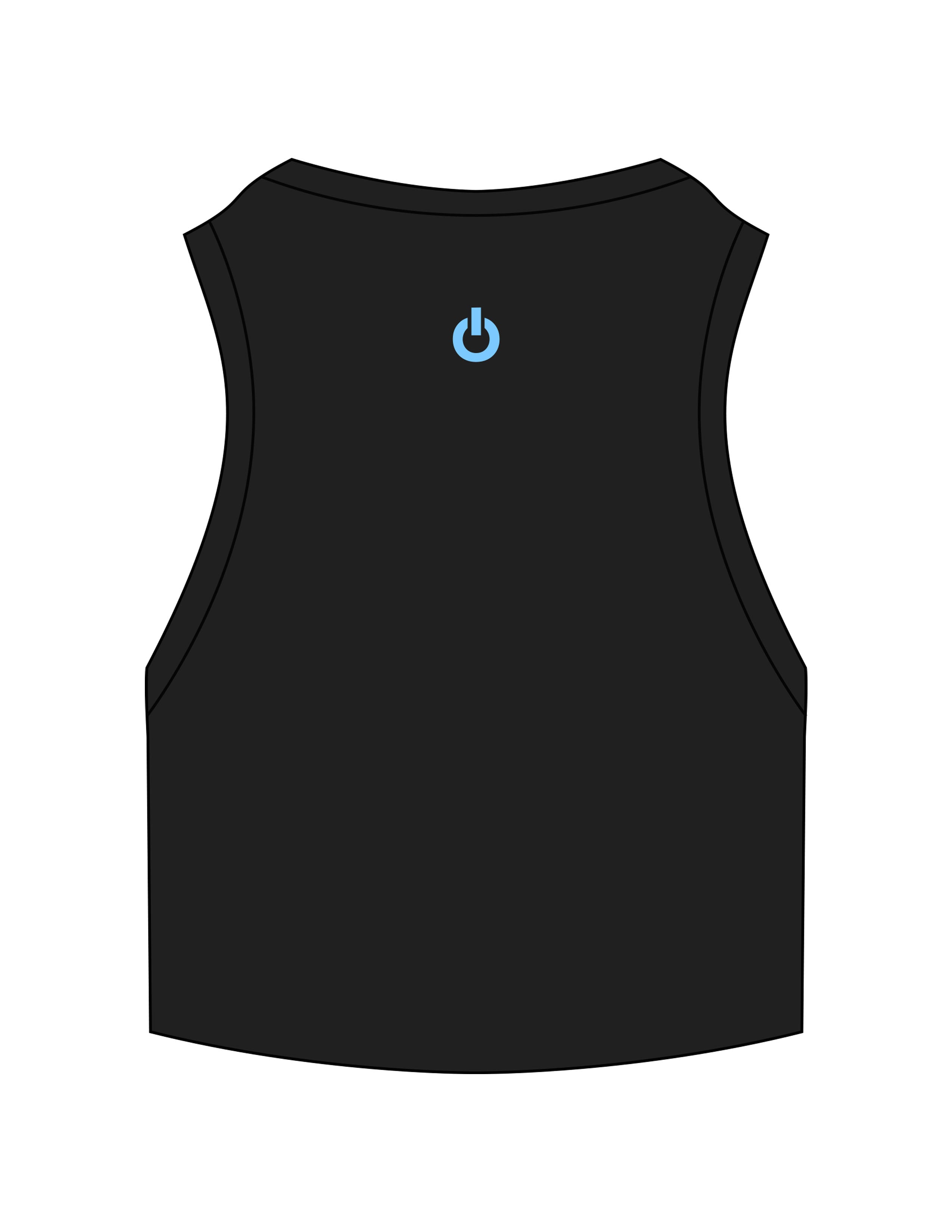 The Ribbed Crop Tank - Black - Powerhouse Fitness - Center Chest & Center Back - Embroidered - Teal