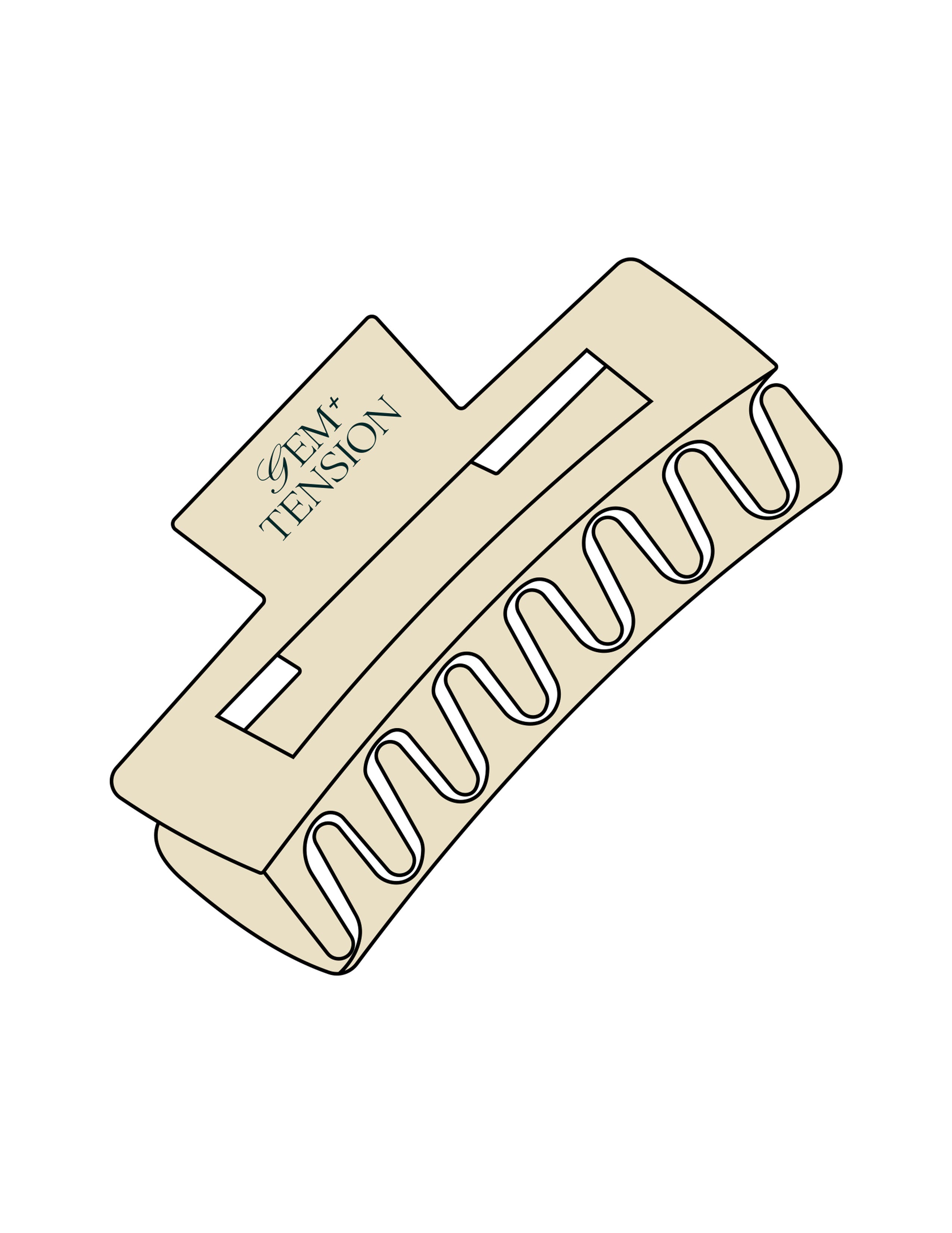 The Claw Hair Clip - Cream - G+T - Top Logo - Printed - Green