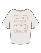 The Crop Tee - Bone - Natalie Crosby Consulting - Left Chest & Back Stacked - Printed - Brown