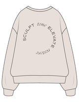 The Womens Crewneck - Bone - Core Ritual - Left Chest Stacked & Back Round - Printed - Taupe