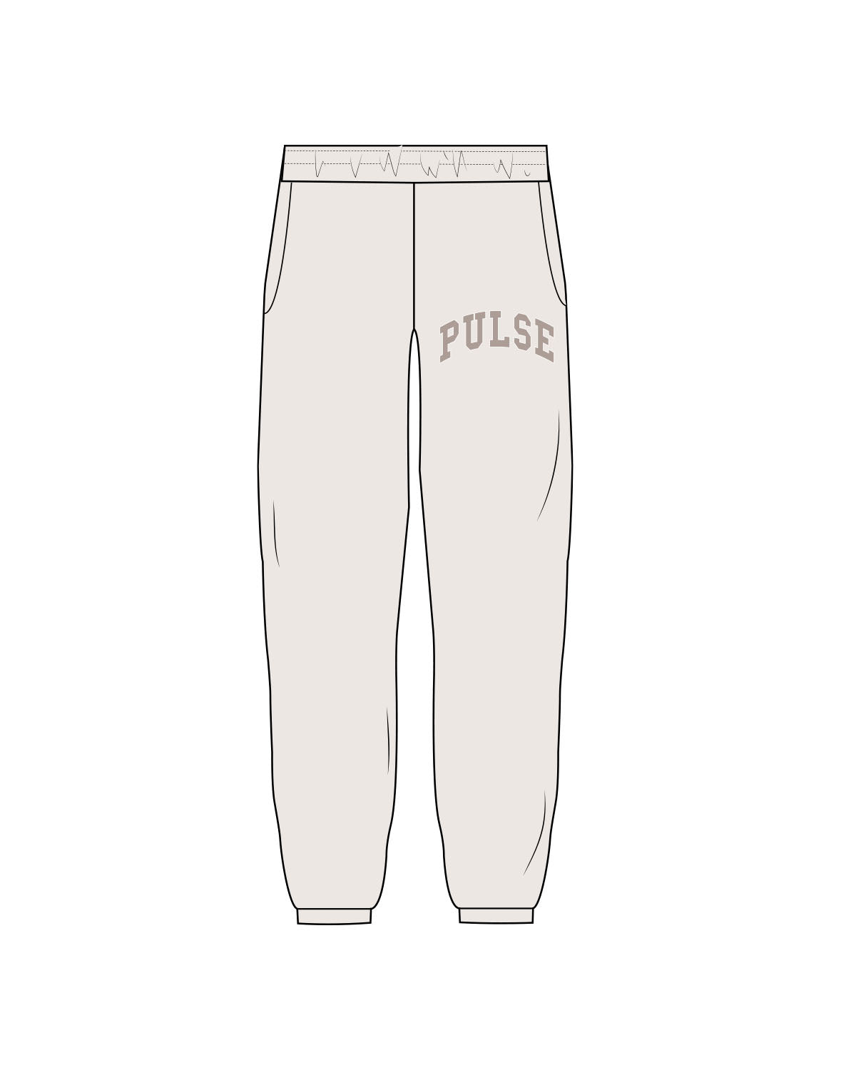 The Womens Sweatpants - Bone - Pulse Lagree Fitness - Left Pocket - Printed - Tone on Tone