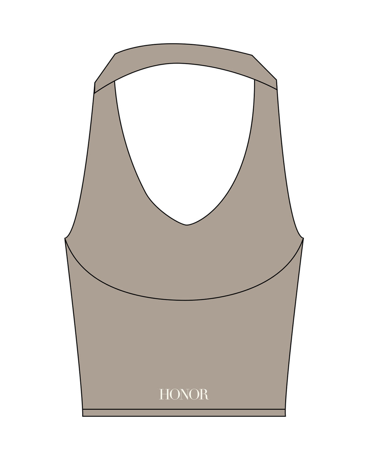 The Halter Tank - Brown - Honor Pilates - Left Chest Logo & Center Bottom - Printed - Off White