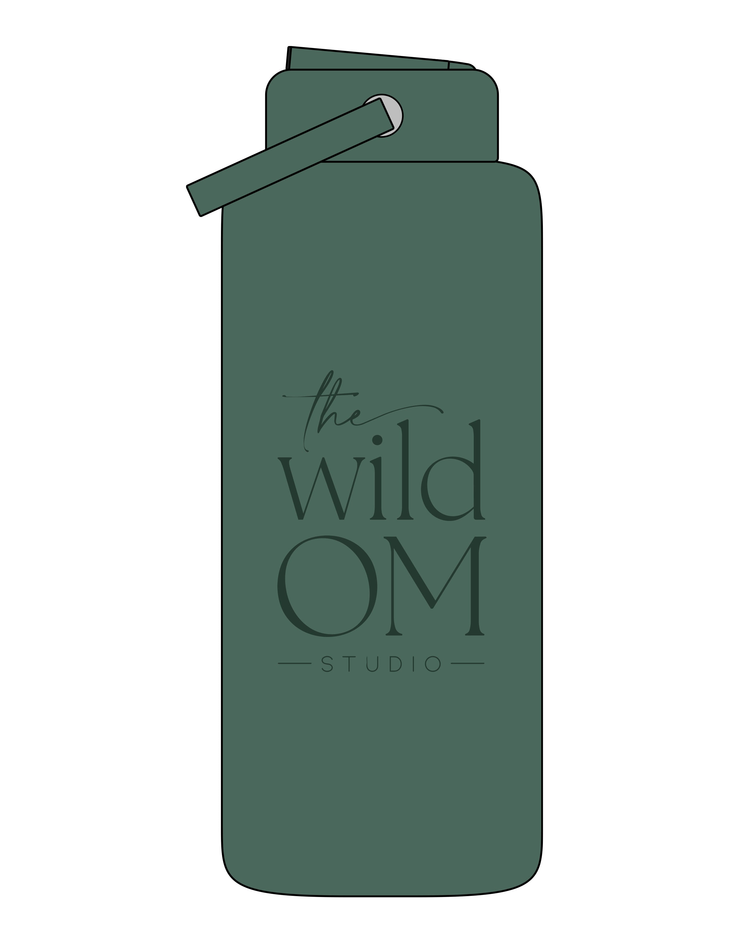 The Wide Mouth Water Bottle - Forest - The Wild OM - Center Body Stacked - Printed - Tone on Tone