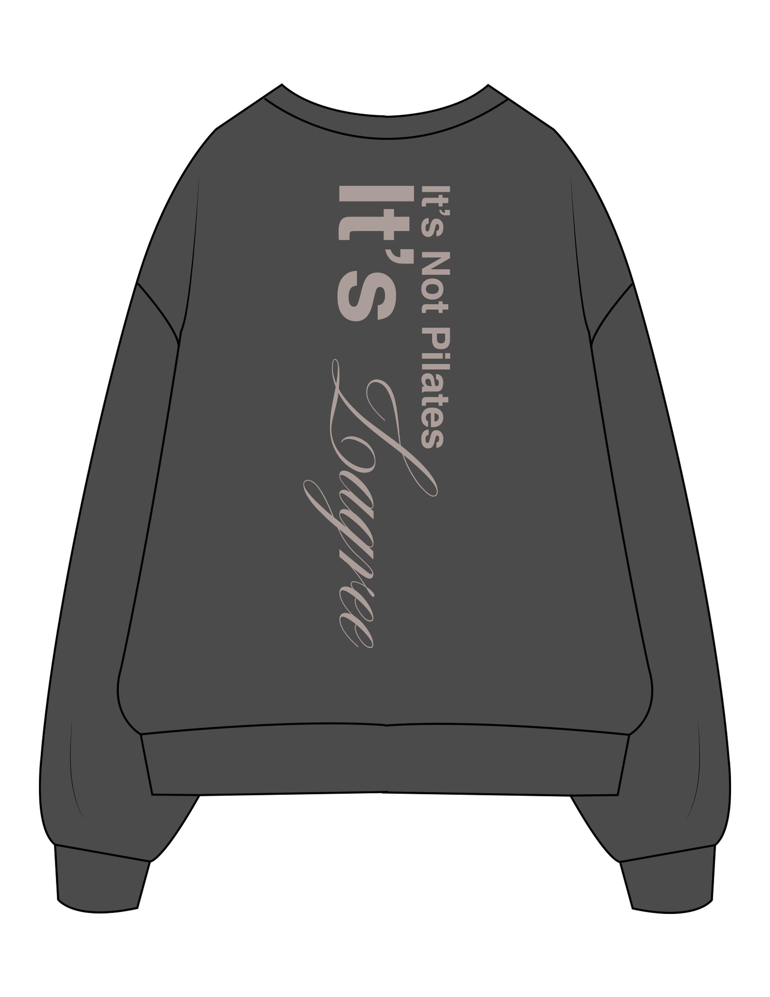 The Womens Crewneck - Washed Black - Lagree Fit Expo It's Lagree - Left Chest & back Spine - Printed - Bone