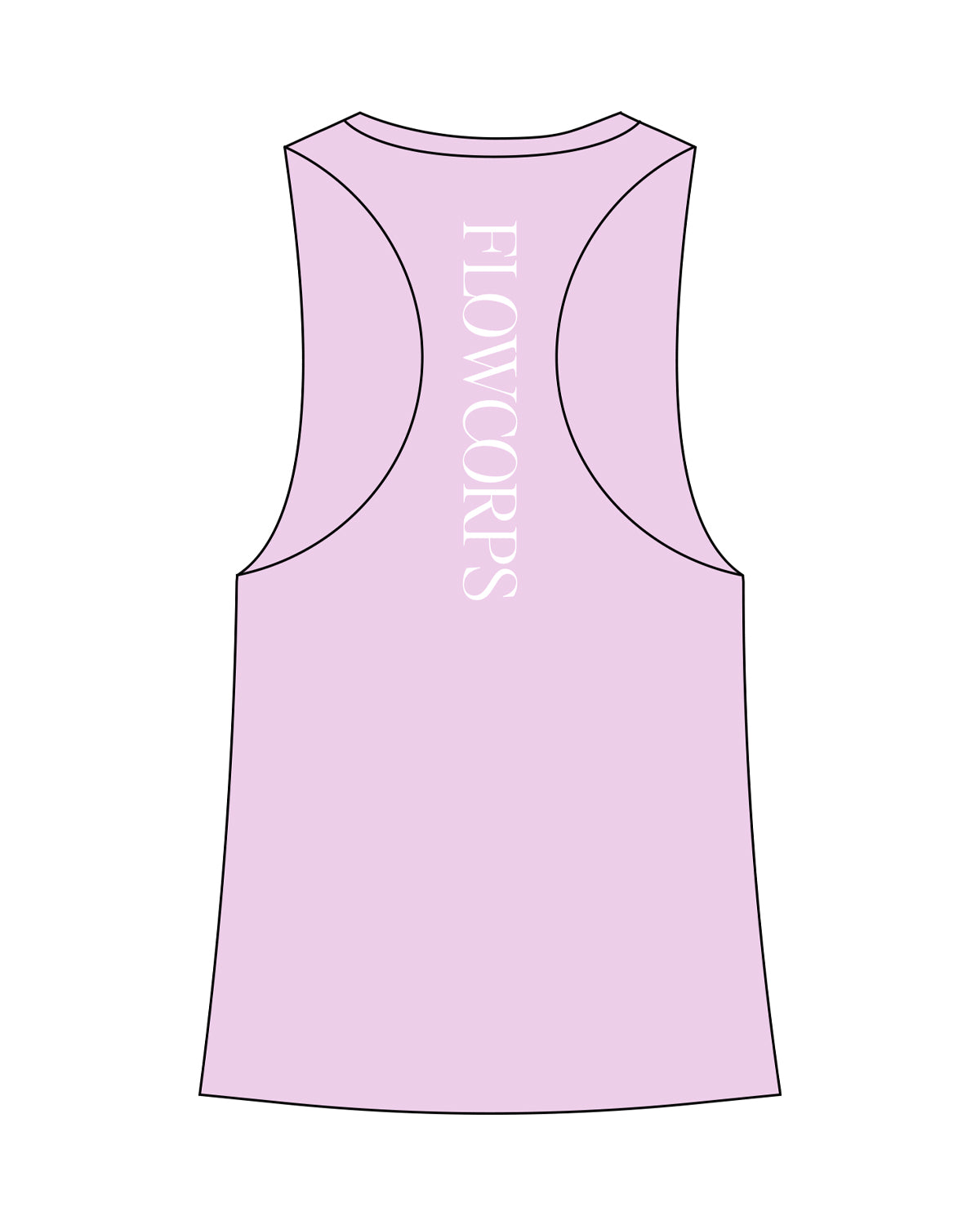 The Womens Full Length Tank - Lilac - Flowcorps - Back Center Spine - White