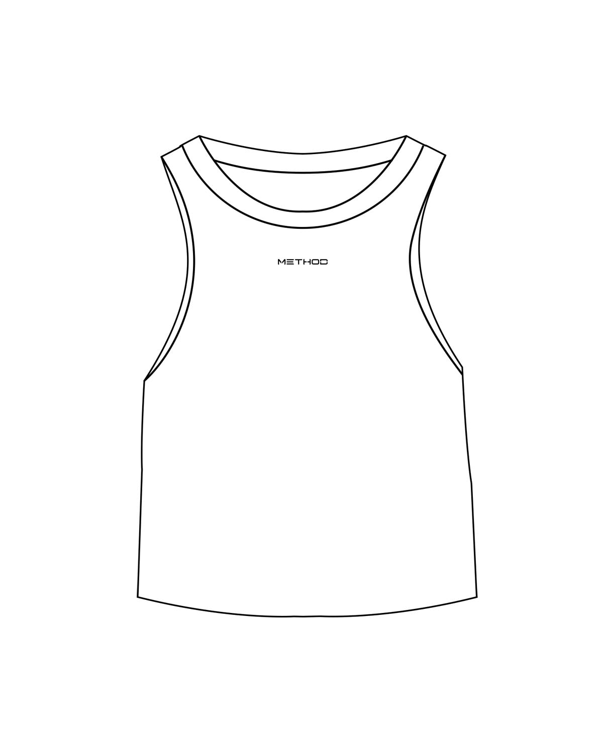 The Micro Rib Racer Crop - White - TML - Center Chest - Embroidered - Black