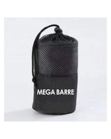 The Gym Towel - Black - MegaBarre - Front Bottom Logo - Embroidered - Full Color - The Gym Towel Bag - Black - Center Body - Printed - White