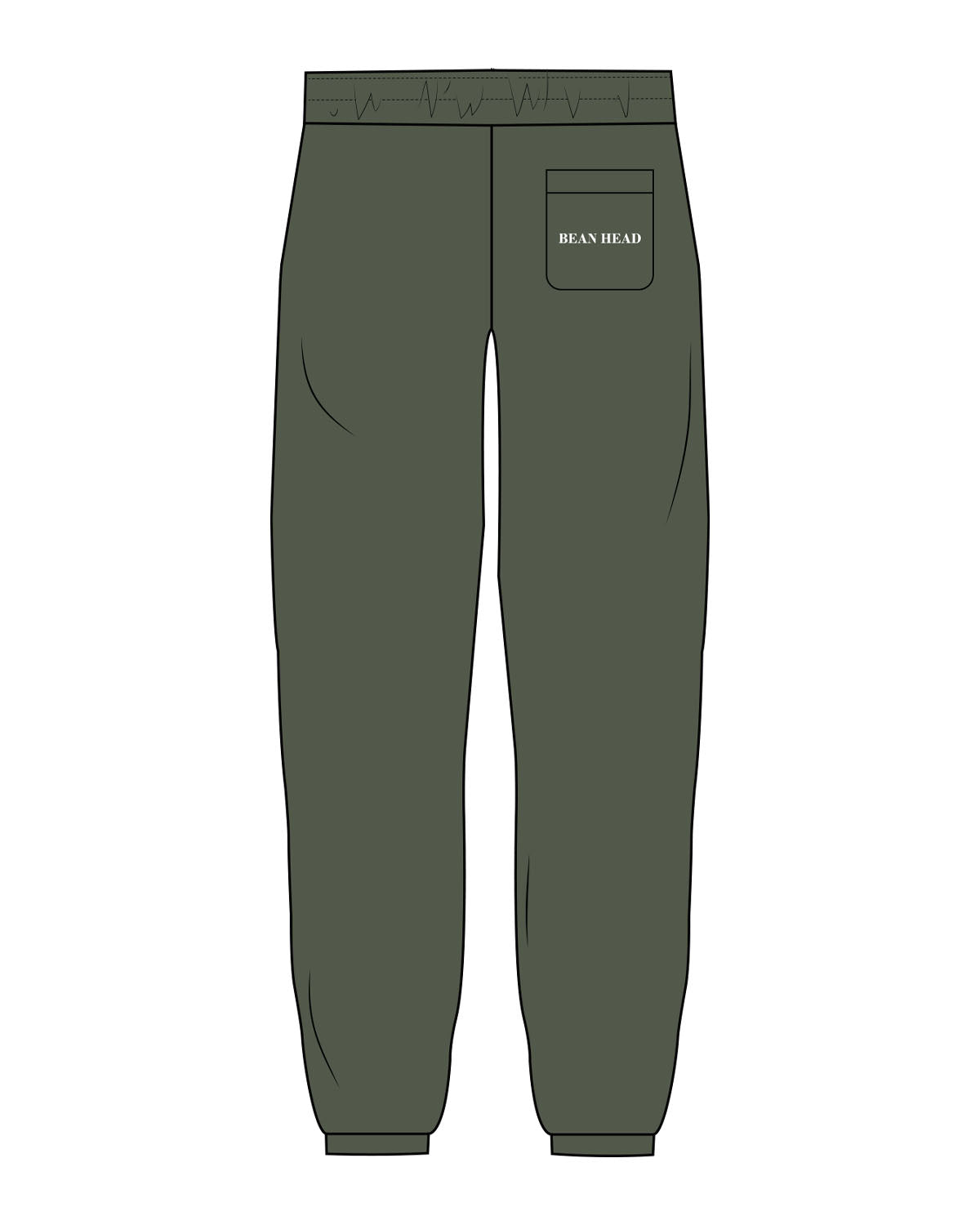 The Mens Sweatpants - Cypress - Bean Head - Back Pocket - Embroidered - White