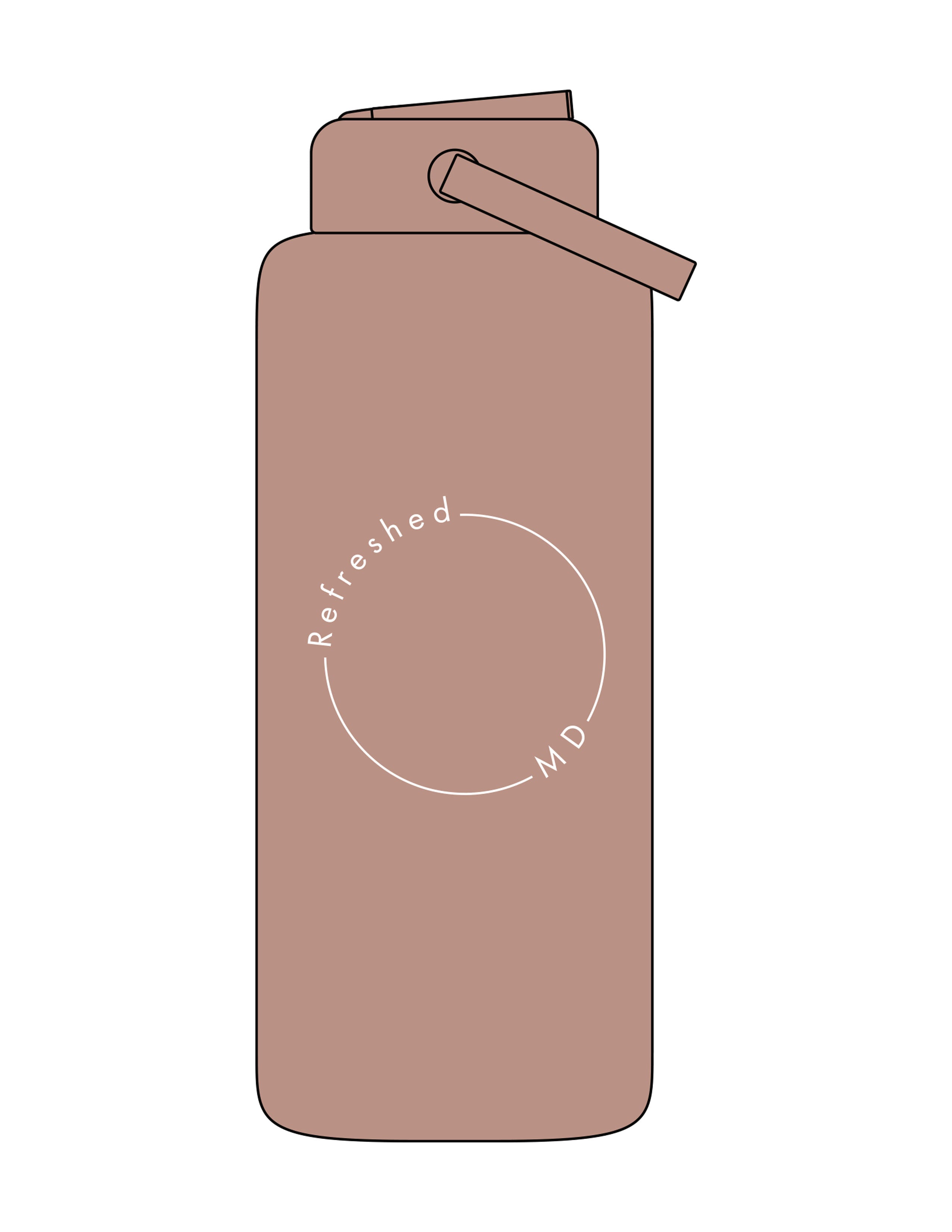 The Wide Mouth Water Bottle - Clay - Refreshed MD - Both Sides Logo - Printed - White