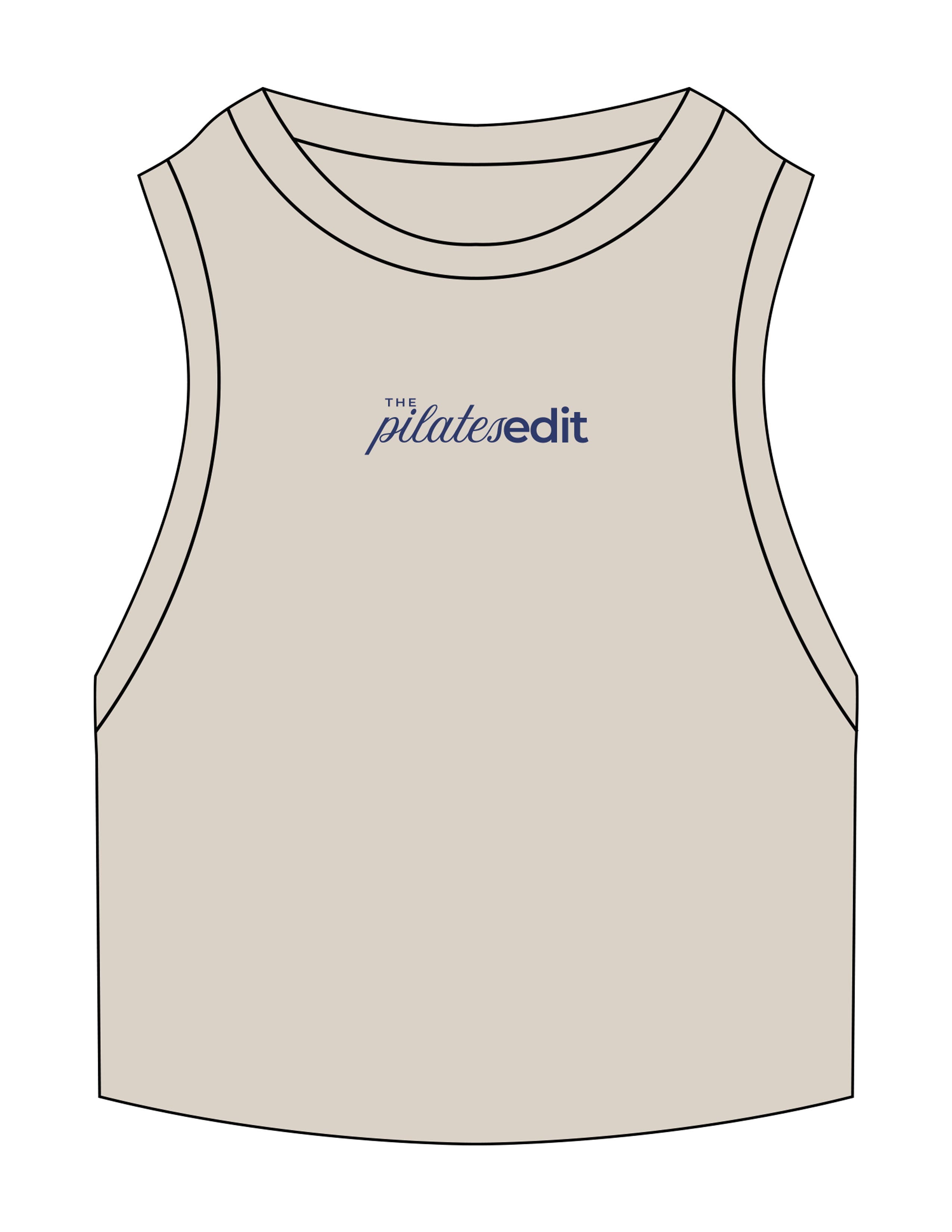 The Ribbed Crop Tank - Bone - The Pilates Edit  - Center Chest - Embroidered - Navy