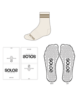 The 3/4 Crew Grip Sock - Off White - Solo Pilates - Tan