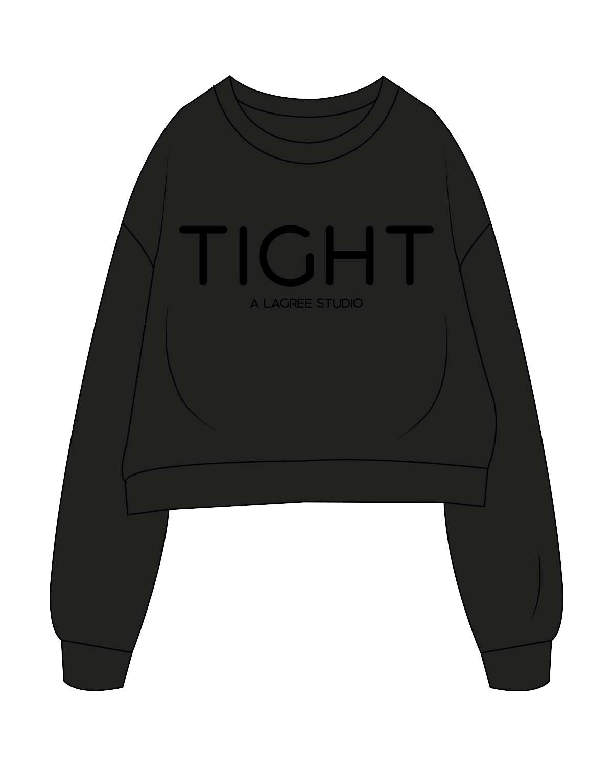 The Studio Crop - Black - Tight Dallas - 'Tight' Center Chest - Tone on Tone