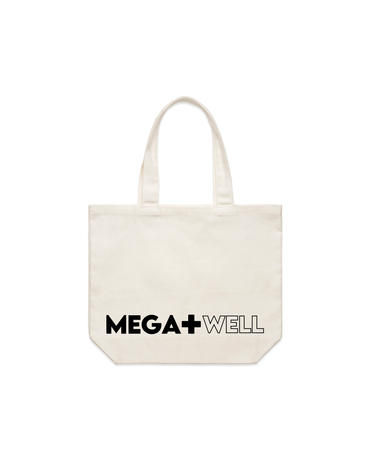 The Tote Bag - Natural - Mega + Well - Written Logo - Black