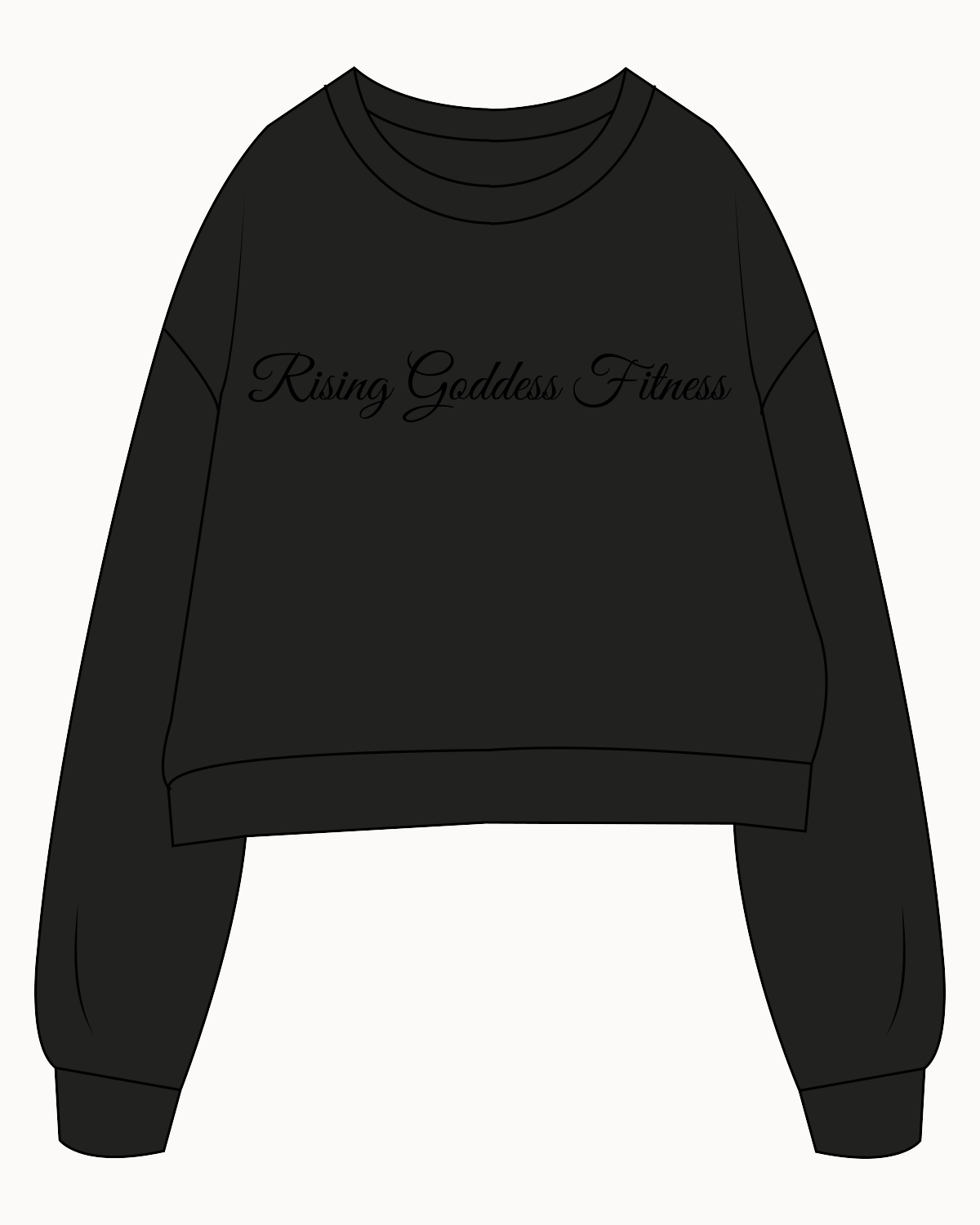 The Oversized Crop - Black - Rising Goddess - Center - Black