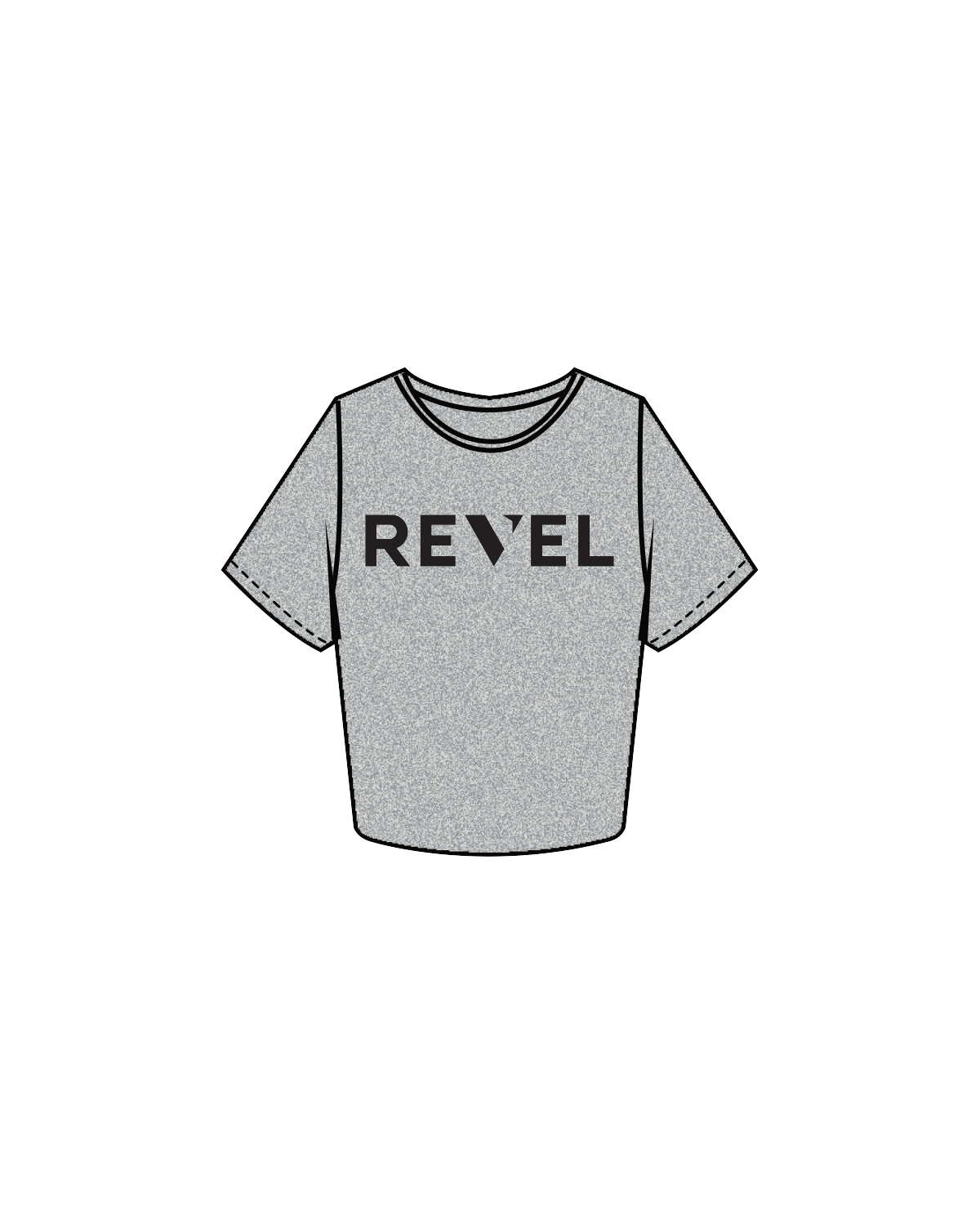 The Crop Tee - Heather - Revel Fit Club- Center Chest - Black
