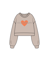 The Womens Crop Crewneck - Bone - SlowBurn - Center - Full Color