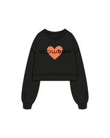 The Womens Crop Crewneck - Black - Slowburn - Center - Full Color