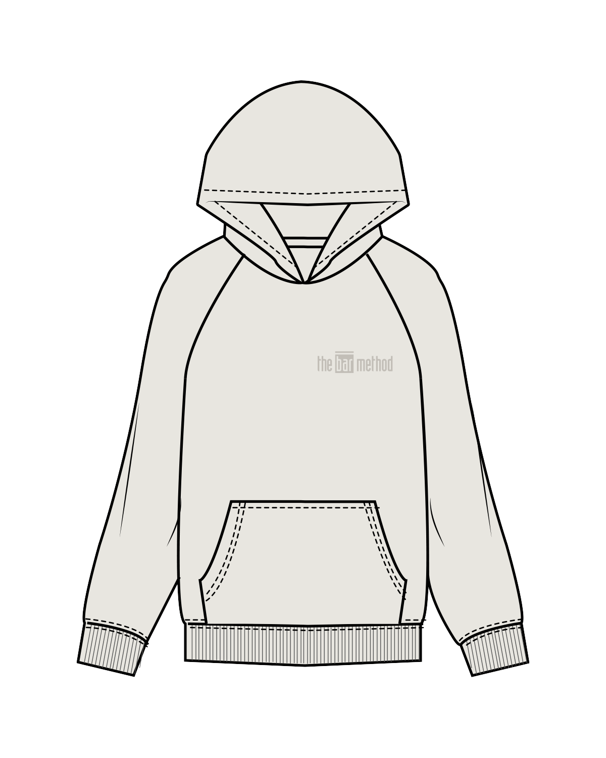 The Womens Hoodie - Washed Bone - The Bar Method - Left Chest & Center Back - Washed Bone