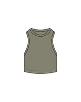 The Ribbed Crop Tank - Eucalyptus - Studio MDR - Center Embroidered - Tone on Tone
