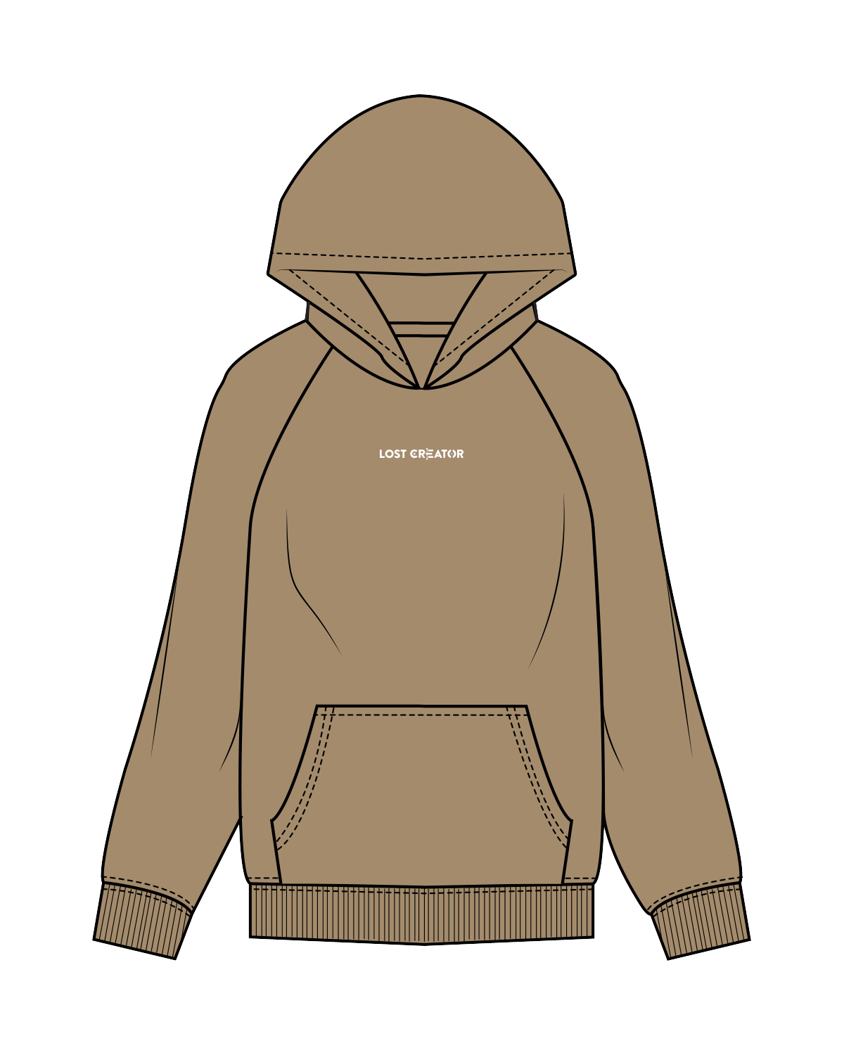 The Classic Hoodie - Sand - Lost Creator - Center - White