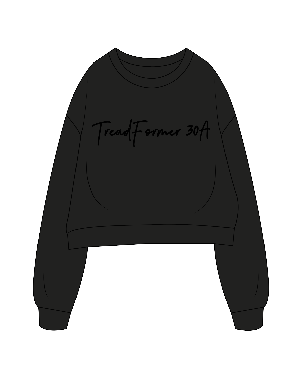 The Oversized Crop - Black - Treadformer 30A - 'Treadformer' Center Chest - Tone on Tone
