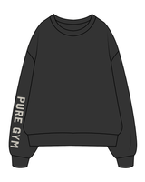 The Womens Crewneck - Washed Black - Pure Movement - Sleeve / Back - Washed Bone