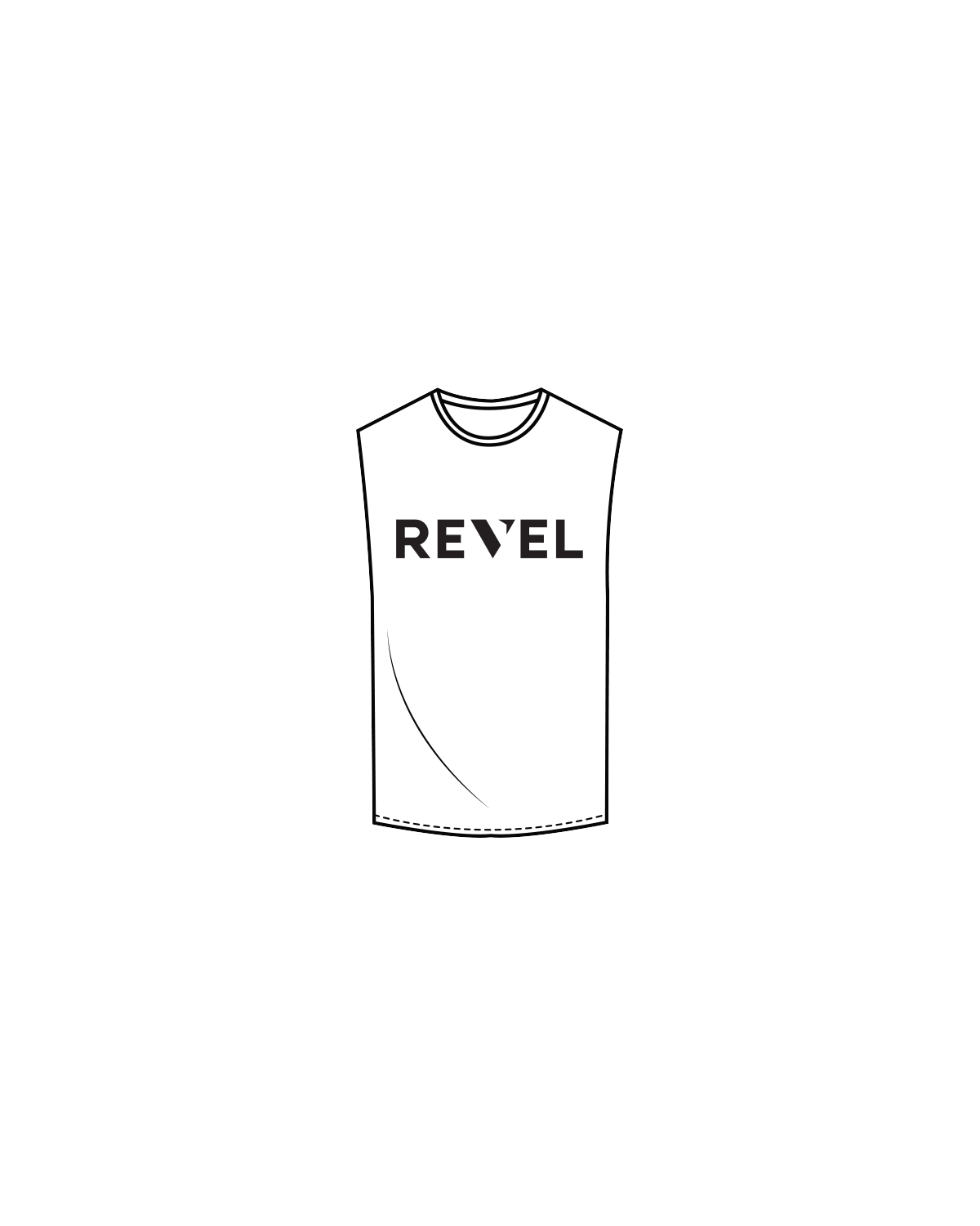 The Muscle Tank - White - Revel Fit Club - Center Main Logo - Black