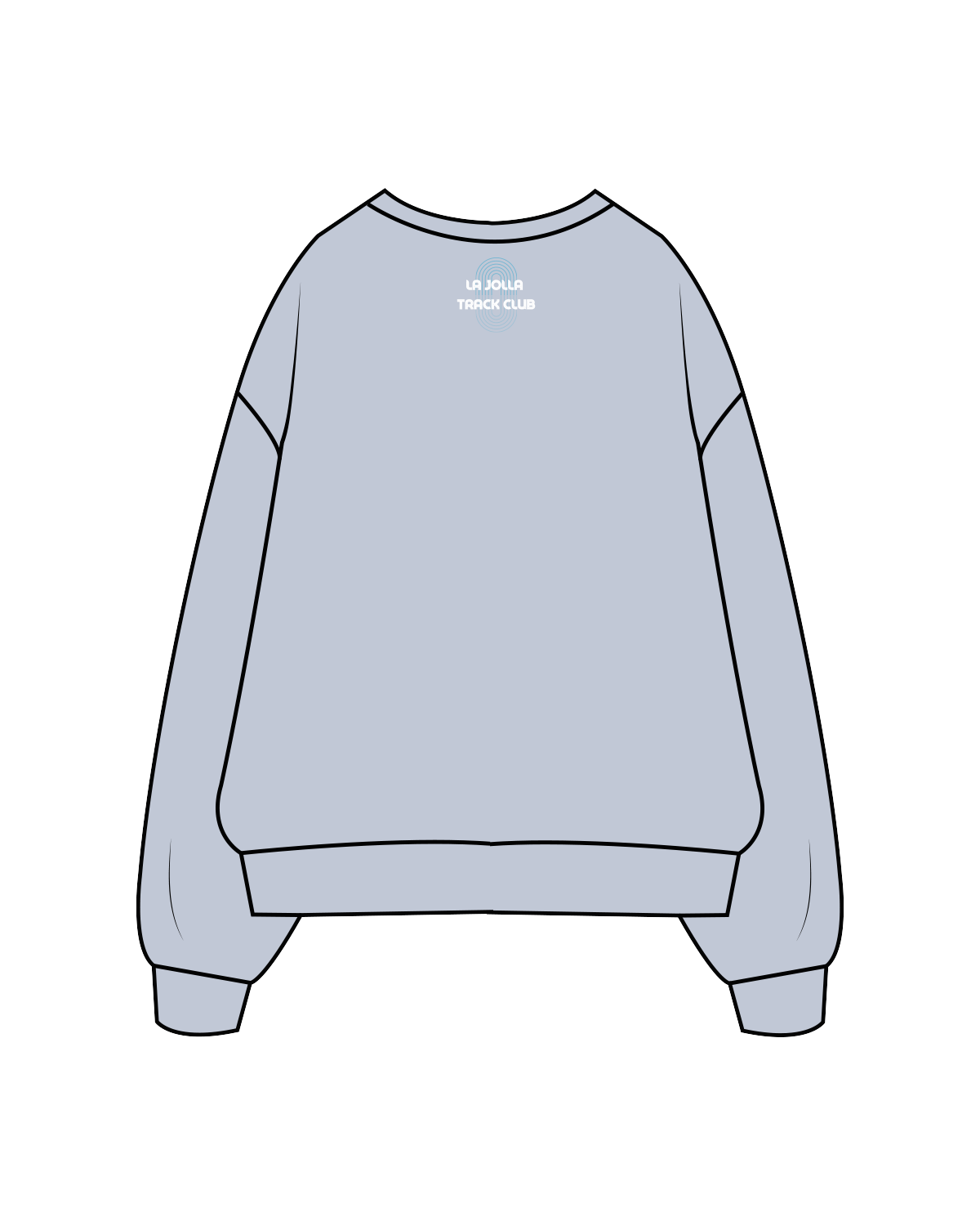 The Womens Crewneck - Powder - LJTC - Right Sleeve / Back - Full Color